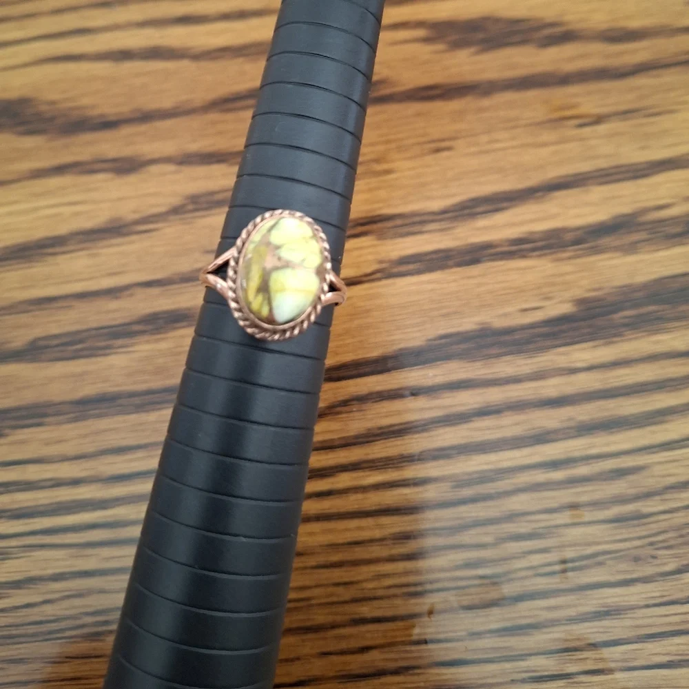 Honey Dahlia Natural Oval Stone Copper Size 8. 5 Ring